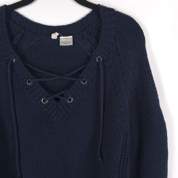 ANTHROPOLOGIE MOTH ROMANIA🇷🇴MADE Navy Asbury Laced Open‎ Knit Sweater MEDIUM - Picture 5 of 11